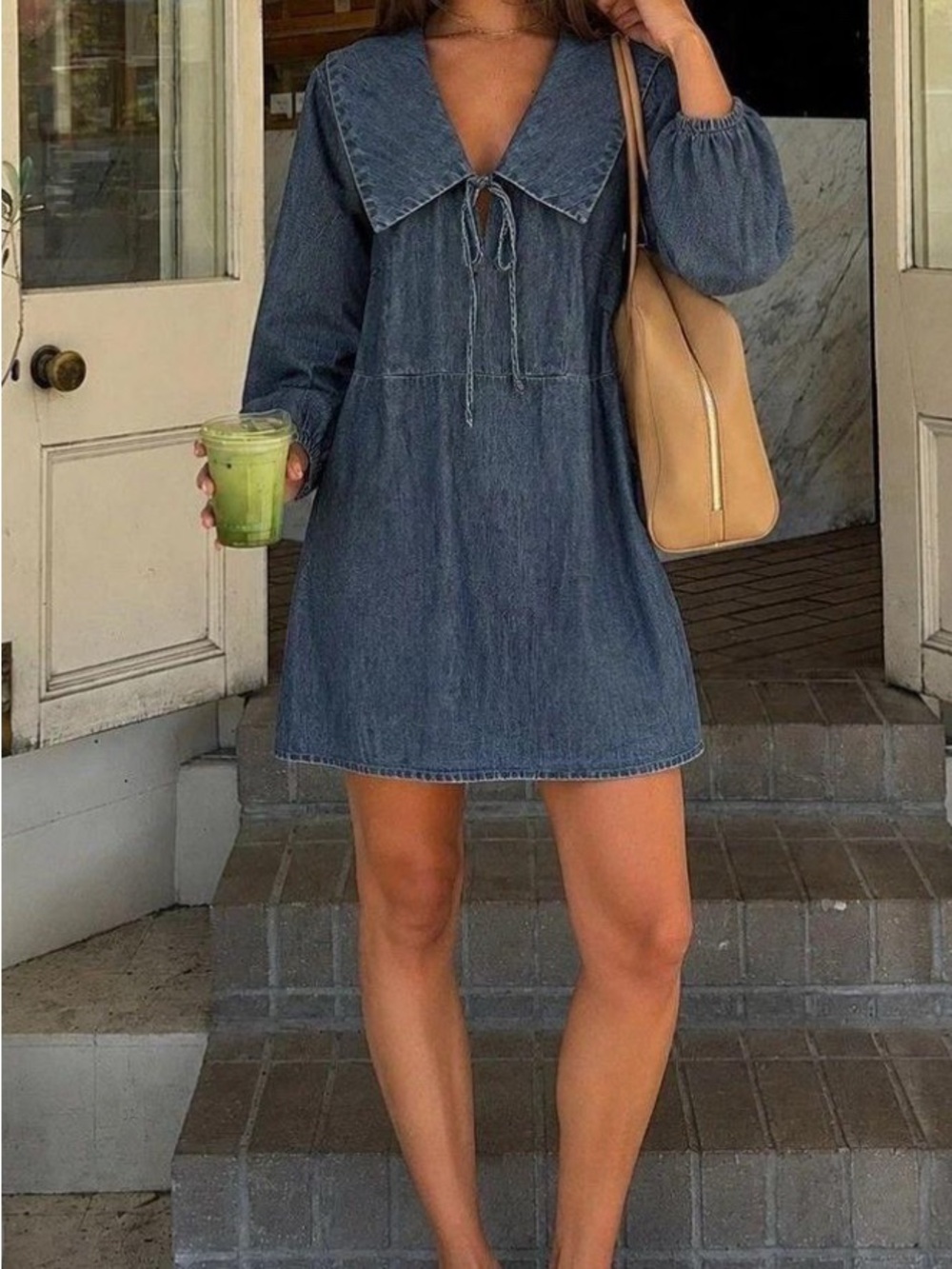 Old Navy Women’s Denim Tie-Neck Dress - Blue
